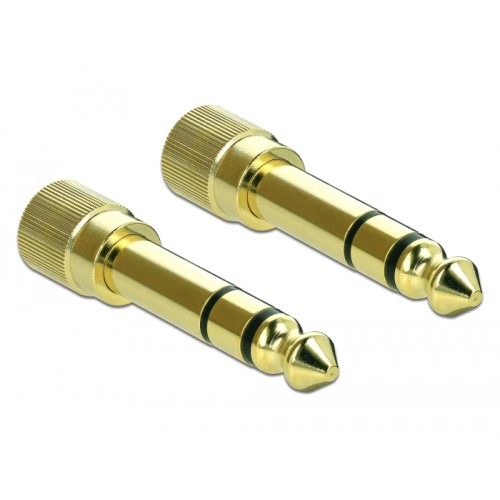 Delock Adapter 6.35 mm Stereo plug to 3.5 mm Stereo jack 3 pin metal screwable 2 pieces