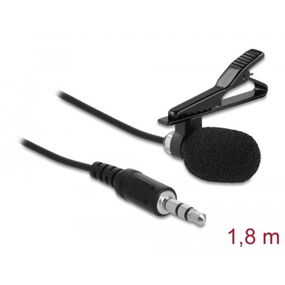 Delock Tie Lavalier Microphone Omnidirectional with Clip 3.5 mm stereo jack male 3 pin + Adapter Cable for Smartphone and Tablet