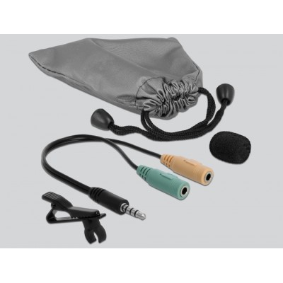 Delock Tie Lavalier Microphone Omnidirectional with Clip 3.5 mm stereo jack male 3 pin + Adapter Cable for Smartphone and Tablet 2