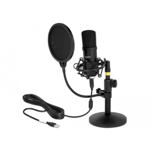 Delock Professional USB Condenser Microphone Set for Podcasting and Gaming