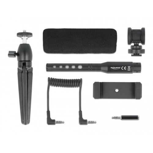 Delock Vlog Shotgun Microphone Set for Smartphones and DSLR Cameras