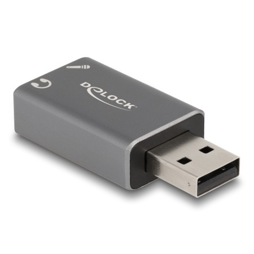 Delock External USB Sound Card with USB-A male to 2 x 3.5 mm Stereo jack Plug & Play audio adapter for PC, Laptop and Mac