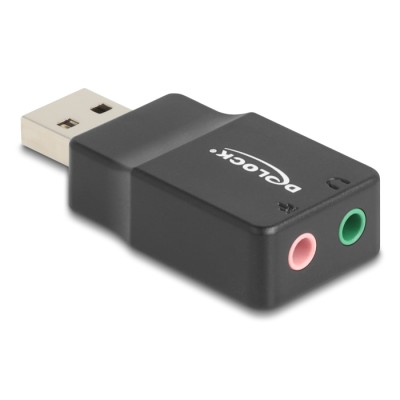 Delock External USB Sound Card with USB-A male to 2 x 3.5 mm Stereo jack Plug & Play audio adapter black