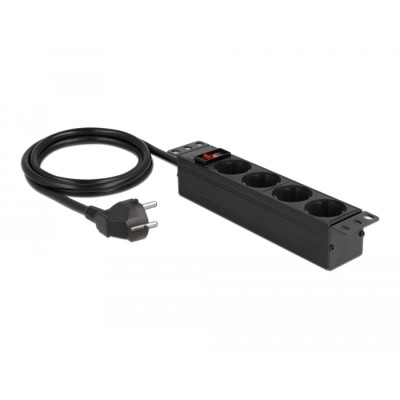 Delock 10″ Power Socket 4-way with protective contact switch 1U black 2