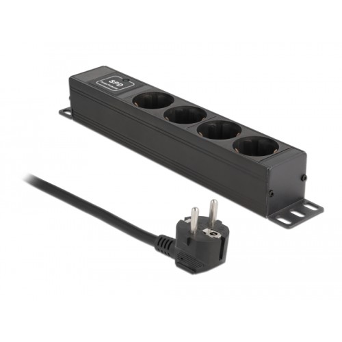 Delock Power Socket 4-way with surge protection 1U black