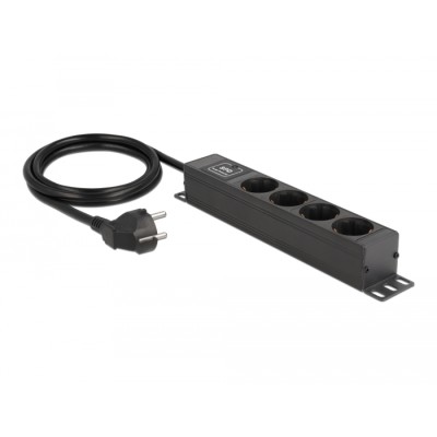 Delock Power Socket 4-way with surge protection 1U black 2