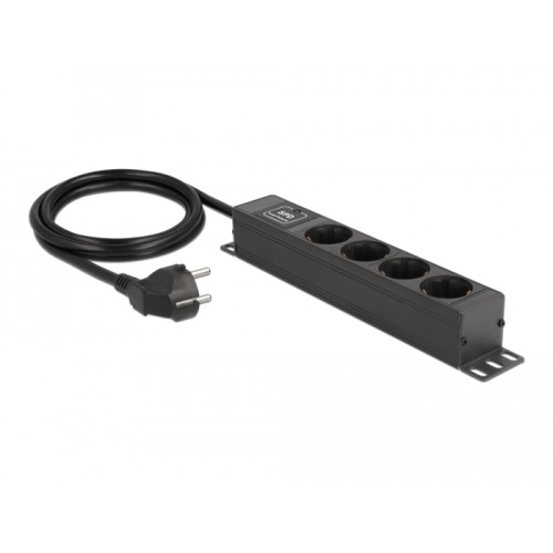 Delock Power Socket 4-way with surge protection 1U black
