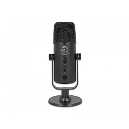 Delock Multifunctional Dual Capsule USB Microphone with 3.5 mm Stereo Headphone Jack and Volume Control + Quick-Mute Funktion