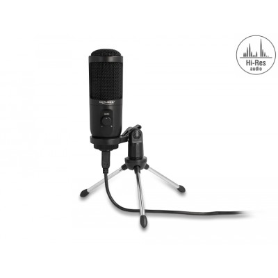 Delock USB Condenser Microphone with Stand 24 Bit / 192 kHz for PC and Laptop