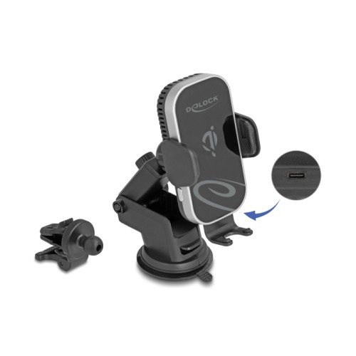 Delock Wireless Car Charger Smartphone Holder with Charging and Cooling Function 15 W – Qi