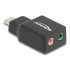 Delock External USB Sound Card with USB Type-C™ male to 2 x 3.5 mm Stereo jack Plug & Play Audio Adapter black