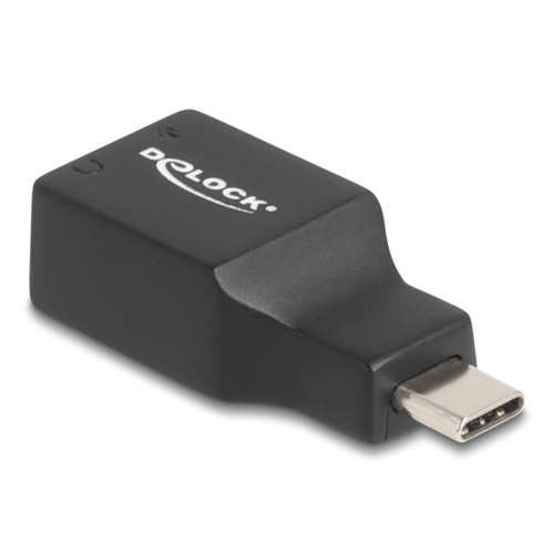 Delock External USB Sound Card with USB Type-C™ male to 2 x 3.5 mm Stereo jack Plug & Play Audio Adapter black