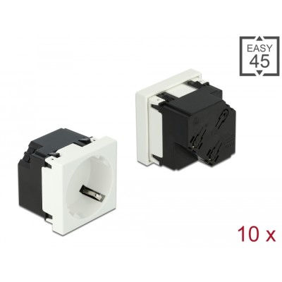 Delock Easy 45 Grounded Power Socket with a 45° arrangement 45 x 45 mm 10 pieces