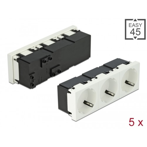 Delock Easy 45 Grounded Power Socket 3-way with a 45° arrangement 45 x 45 mm 5 pieces