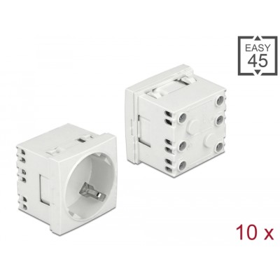 Delock Easy 45 Grounded Power Socket with a 45° arrangement extendable 45 x 45 mm 10 pieces