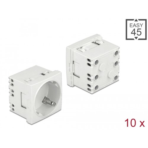 Delock Easy 45 Grounded Power Socket with a 45° arrangement extendable 45 x 45 mm 10 pieces