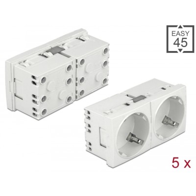 Delock Easy 45 Grounded Power Socket with a 45° arrangement 2-way extendable 45 x 45 mm 5 pieces