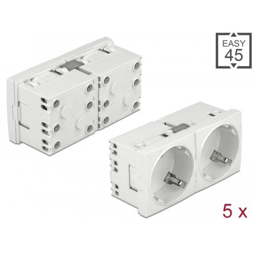 Delock Easy 45 Grounded Power Socket with a 45° arrangement 2-way extendable 45 x 45 mm 5 pieces