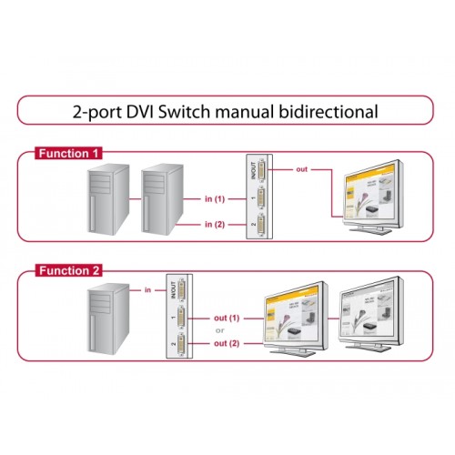 Delock Switch DVI 2 port manual bidirectional