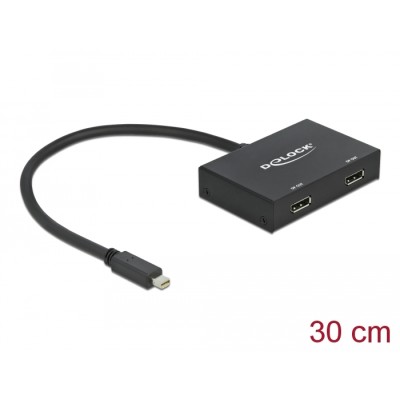 Delock DisplayPort 1.2 Splitter 1 x mini DisplayPort in > 2 x DisplayPort out 4K