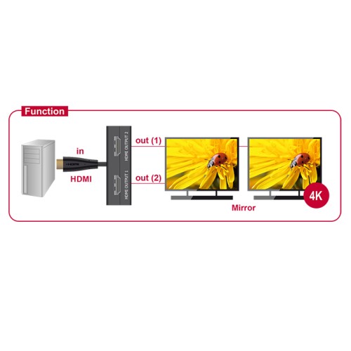 Delock HDMI Splitter 1 x HDMI in  2 x HDMI out 4K 30 Hz