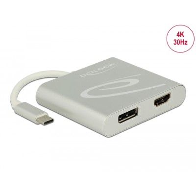 Delock USB Type-C™ Splitter (DP Alt Mode)  1 x HDMI + 1 x DisplayPort out 4K 30 Hz