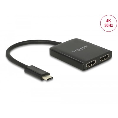 Delock USB Type-C™ Splitter (DP Alt Mode)  2 x HDMI out 4K 30 Hz
