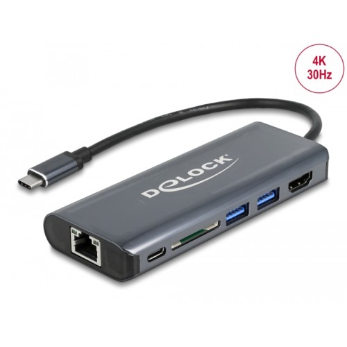 Delock USB Type-C™ 3.1 Docking Station HDMI 4K 30 Hz, Gigabit LAN and USB PD function