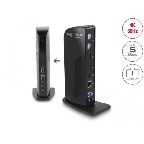 Delock USB Docking Station Dual DisplayPort 4K / USB 3.2 / LAN / Audio (Displaylink)