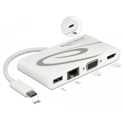 Delock USB Type-C™ 3.1 Docking Station HDMI 4K 30 Hz + VGA + LAN + USB PD