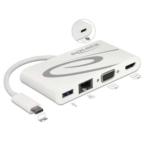 Delock USB Type-C™ 3.1 Docking Station HDMI 4K 30 Hz + VGA + LAN + USB PD