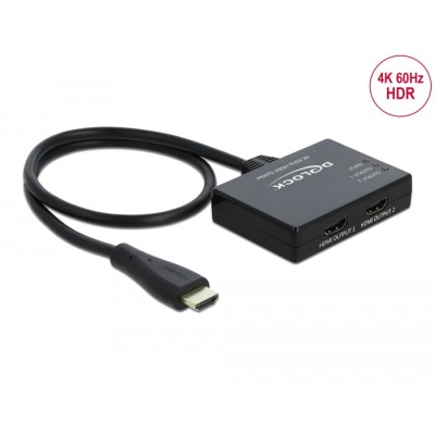 Delock HDMI Splitter 1 x HDMI in > 2 x HDMI out 4K 60 Hz