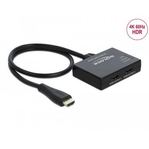 Delock HDMI Splitter 1 x HDMI in  2 x HDMI out 4K 60 Hz