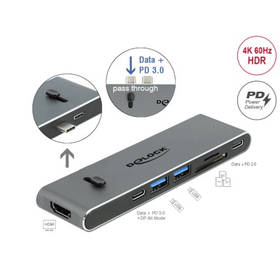 Delock Docking Station Dual USB Type-C™ with HDMI / USB 3.2 / SD / PD 3.0