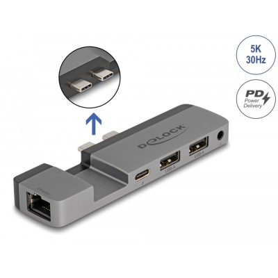 Delock Docking Station for MacBook Pro / MacBook Air Thunderbolt™ 4 with 5K Resolution / 100 W PD / 10 Gbps Hub / LAN / Audio