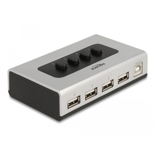 Delock Switch USB 2.0 with 1 x Type-B female to 4 x Type-A female manual bidirectional