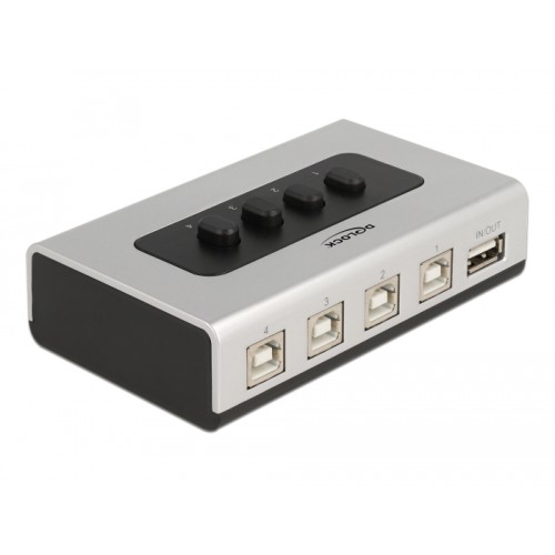 Delock Switch USB 2.0 with 4 x Type-B female to 1 x Type-A female manual bidirectional