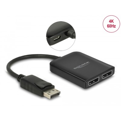 DisplayPort 1.4 Splitter 1 x DisplayPort to 2 x DisplayPort MST