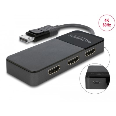 DisplayPort 1.4 Splitter 1 x DisplayPort to 3 x HDMI MST
