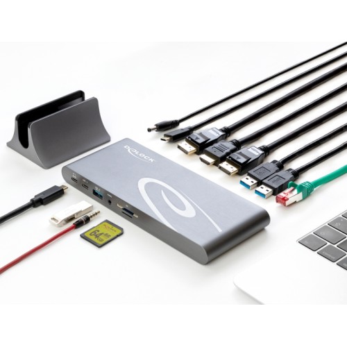 Delock USB Type-C™ DP 1.4 Docking Station Triple 4K Display - HDMI / DisplayPort / USB / LAN / SD / PD 3.0