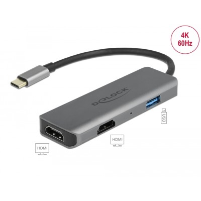 Delock USB Type-C™ Dual HDMI Adapter with 4K 60 Hz and USB Port