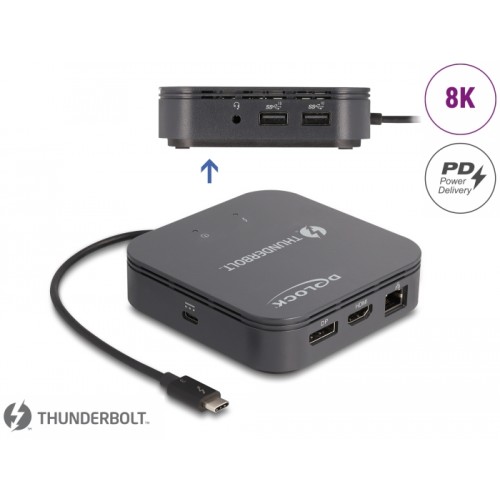 Delock Thunderbolt™ 3 Mini Docking Station 8K - DisplayPort / HDMI / USB / LAN / Audio / PD 3.0