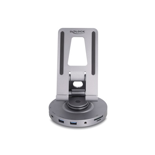 Delock Tablet and Laptop Docking Station 4K with integrated holder - HDMI / USB / Hub / SD / Micro SD / PD 3.0 - 360° rotateable