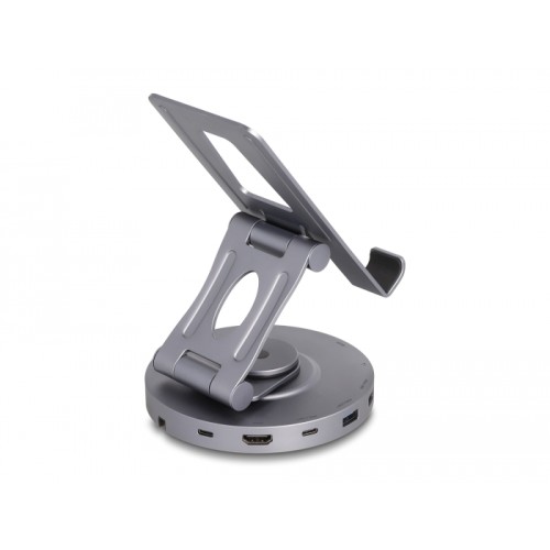 Delock Tablet and Laptop Docking Station 4K with integrated holder - HDMI / USB / Hub / SD / Micro SD / PD 3.0 - 360° rotateable