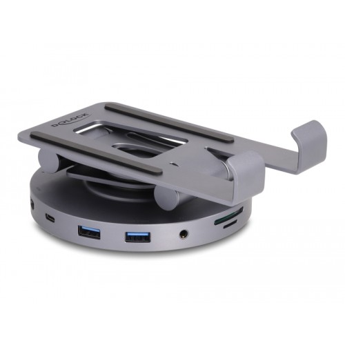Delock Tablet and Laptop Docking Station 4K with integrated holder - HDMI / USB / Hub / SD / Micro SD / PD 3.0 - 360° rotateable
