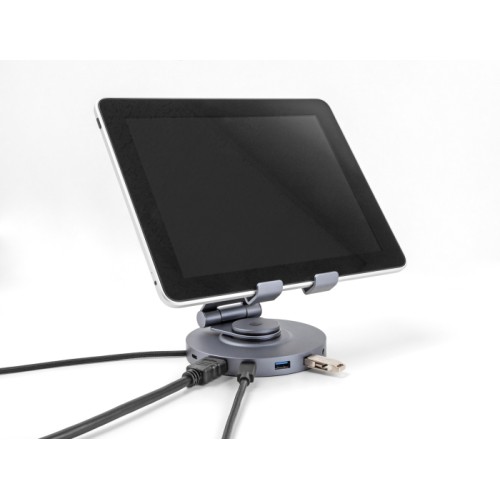 Delock Tablet and Laptop Docking Station 4K with integrated holder - HDMI / USB / Hub / SD / Micro SD / PD 3.0 - 360° rotateable