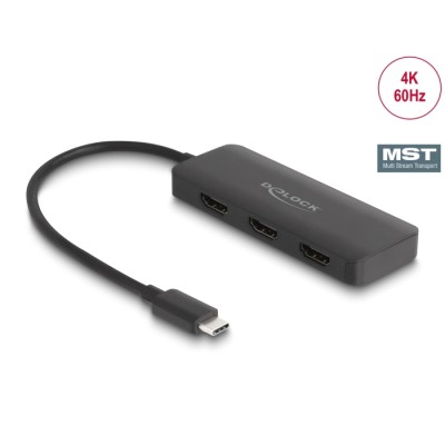 Delock USB Type-C™ Splitter (DP Alt Mode) to 3 x HDMI MST 4K 60 Hz
