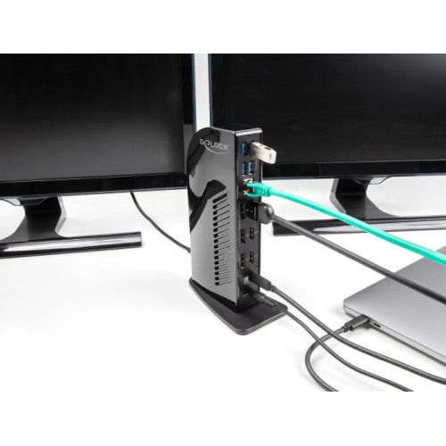 Delock USB Type-C™ Triple Display Docking Station with DisplayLink® 4K / USB Hub / LAN / SD / Audio / PD 96 W