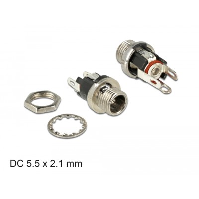 Delock Connector DC 5.5 x 2.1 x 9.5 mm female bulkhead soldering version