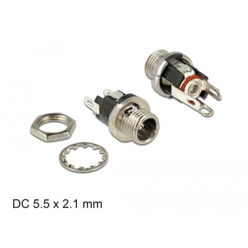 Delock Connector DC 5.5 x 2.1 x 9.5 mm female bulkhead soldering version